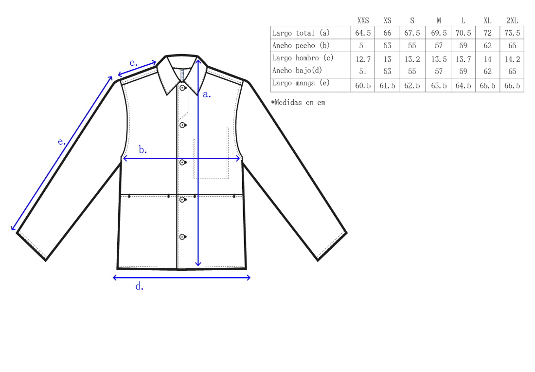 bastidaforwork measurments fuchu shirt uniform workwear 1