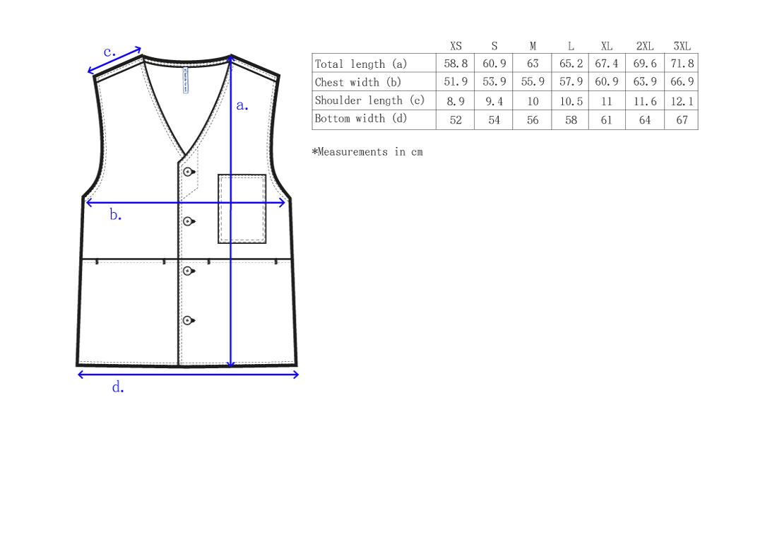 bastidaforwork measurments fuji shirt uniform workwear
