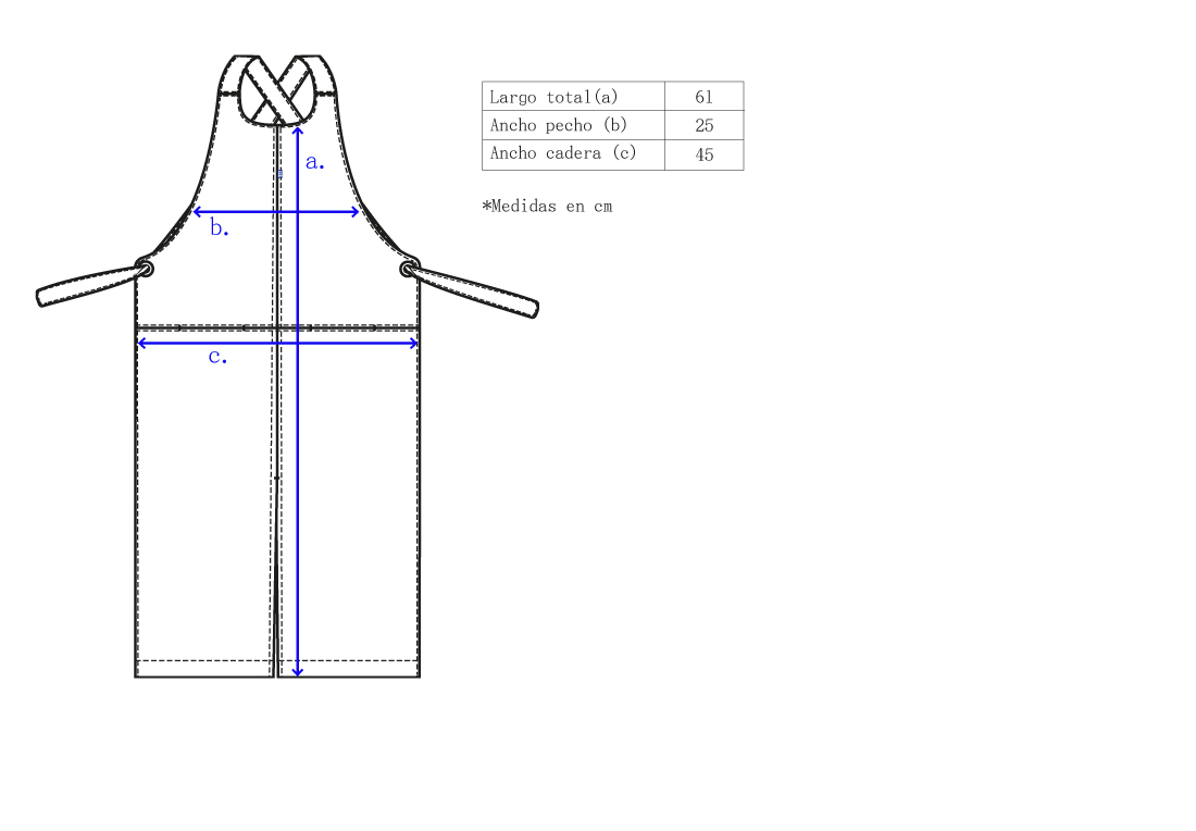 bastidaforwork measurments obukids apron uniform workwear 1