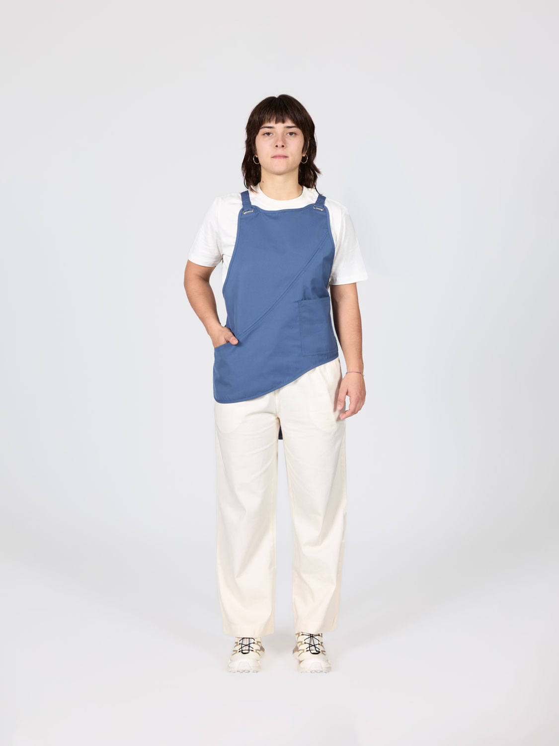 bastida for work workwear uniforme sustainable apron mori stone blue B
