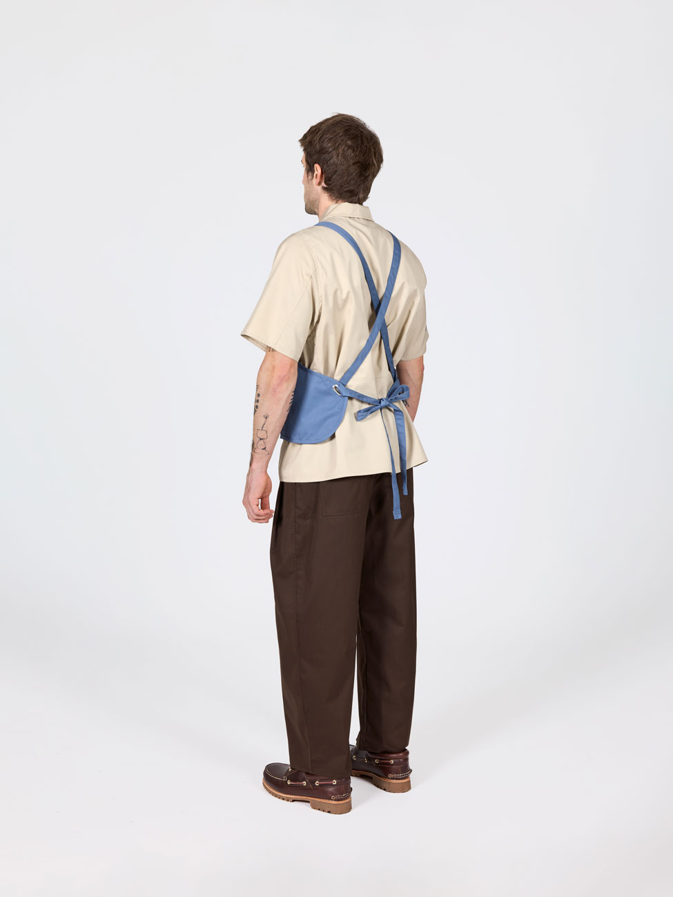 bastida for work workwear uniforme sustainable apron mori stone blue E