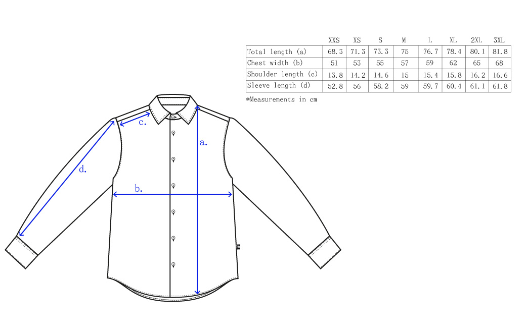 bastidaforwork measurments asahi shirt uniform workwear 1