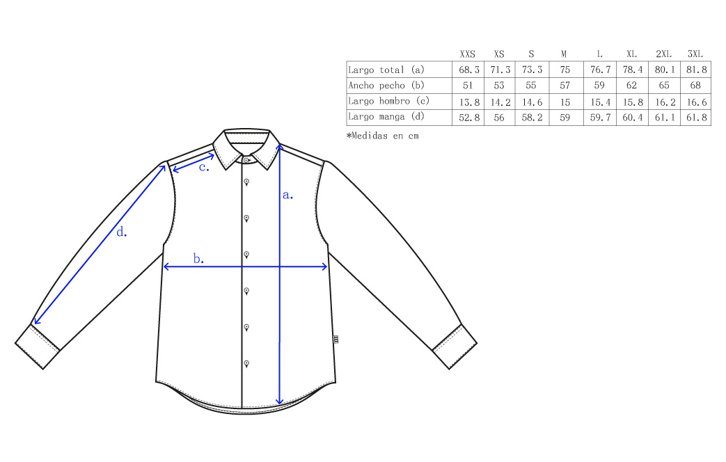 bastidaforwork measurments asahi shirt uniform workwear 2