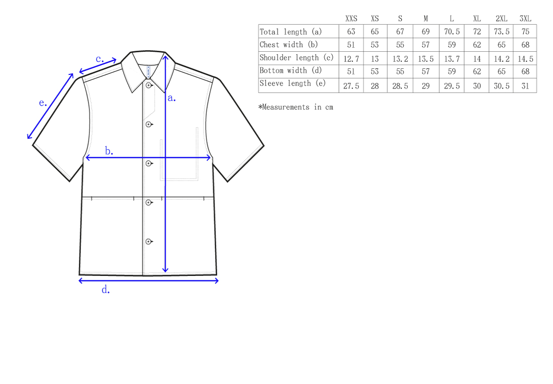 bastidaforwork measurments otsu shirt uniform workwear 1